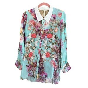 Aratta Silent Gourney Floral and lace blouse shirt sz L Preowned